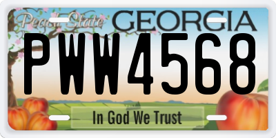GA license plate PWW4568