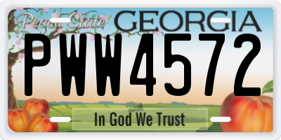 GA license plate PWW4572