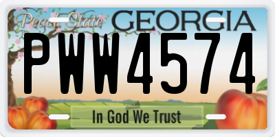 GA license plate PWW4574