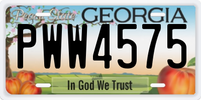 GA license plate PWW4575