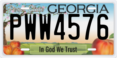 GA license plate PWW4576