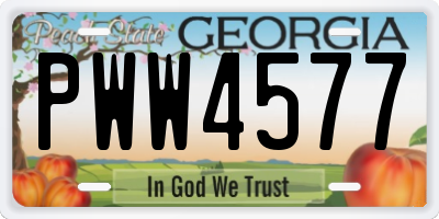 GA license plate PWW4577
