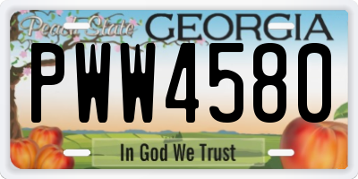 GA license plate PWW4580
