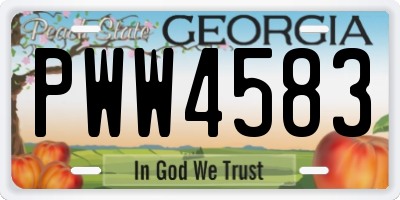 GA license plate PWW4583