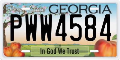 GA license plate PWW4584