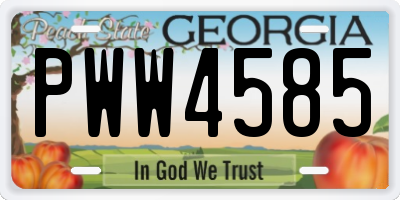 GA license plate PWW4585
