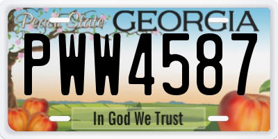 GA license plate PWW4587