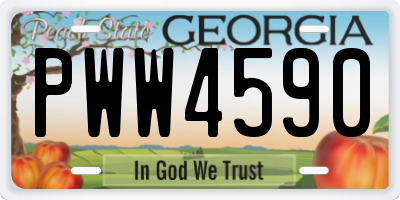 GA license plate PWW4590