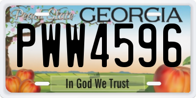 GA license plate PWW4596