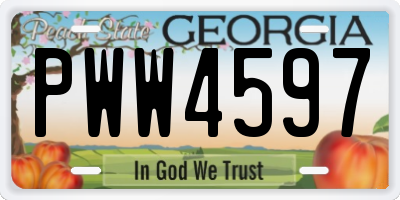 GA license plate PWW4597