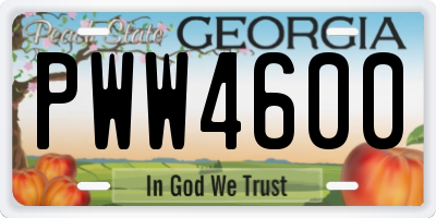 GA license plate PWW4600