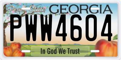 GA license plate PWW4604