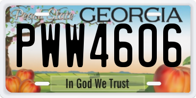 GA license plate PWW4606