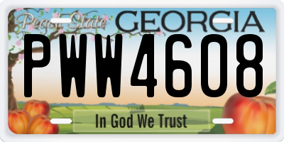 GA license plate PWW4608