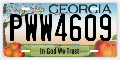 GA license plate PWW4609