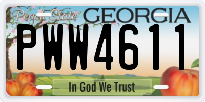 GA license plate PWW4611