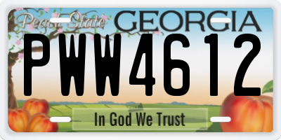 GA license plate PWW4612