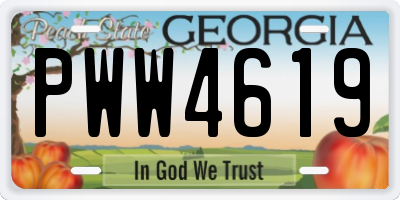 GA license plate PWW4619