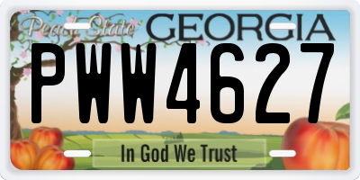 GA license plate PWW4627