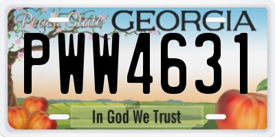 GA license plate PWW4631