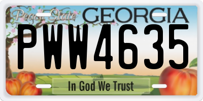 GA license plate PWW4635