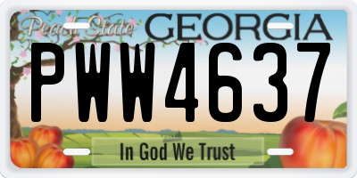 GA license plate PWW4637