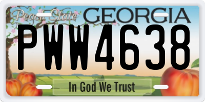 GA license plate PWW4638