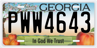 GA license plate PWW4643