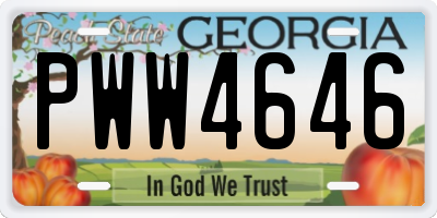 GA license plate PWW4646