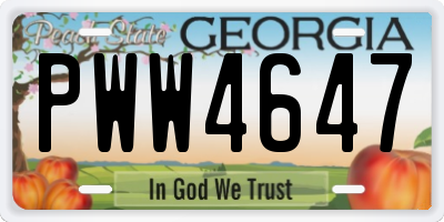 GA license plate PWW4647