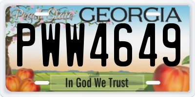 GA license plate PWW4649