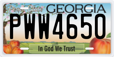GA license plate PWW4650