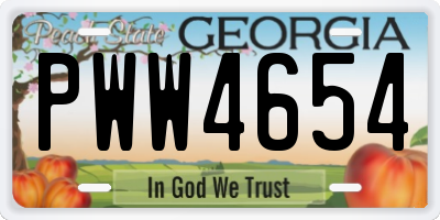 GA license plate PWW4654