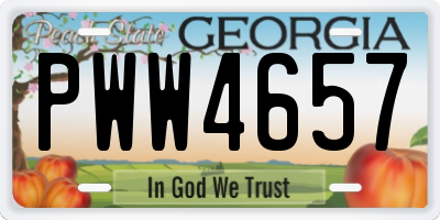 GA license plate PWW4657