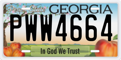 GA license plate PWW4664