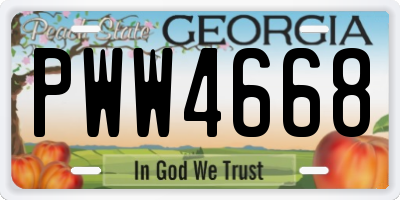 GA license plate PWW4668