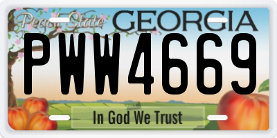 GA license plate PWW4669