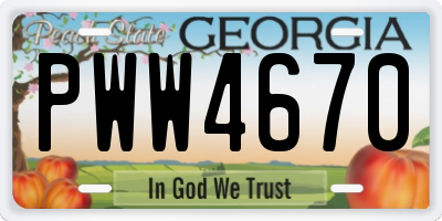 GA license plate PWW4670