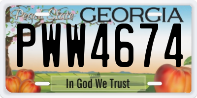GA license plate PWW4674