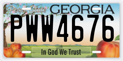 GA license plate PWW4676