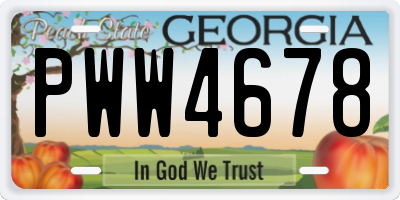 GA license plate PWW4678