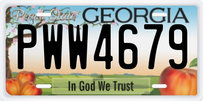 GA license plate PWW4679