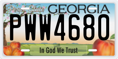 GA license plate PWW4680