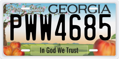 GA license plate PWW4685