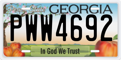 GA license plate PWW4692
