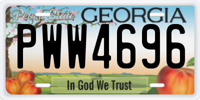 GA license plate PWW4696