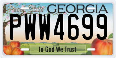 GA license plate PWW4699