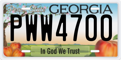 GA license plate PWW4700