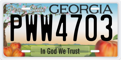 GA license plate PWW4703