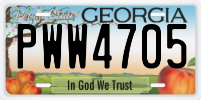 GA license plate PWW4705